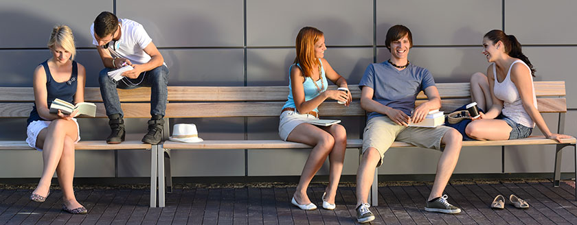 Five Students On Bench
